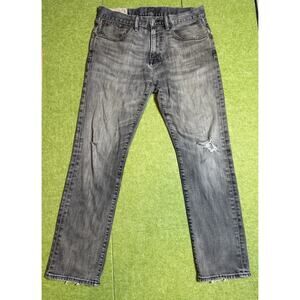 Polo Ralph Lauren Mens Gray Denim Jeans Distressed Slim Straight 30x30